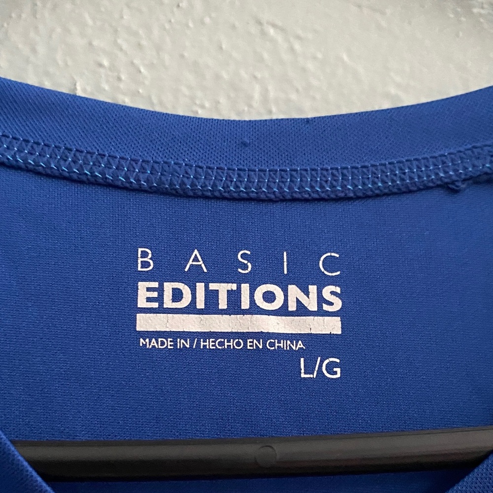 Basic Editions Men's Two-Tone Blue Rash Guard - Picture 3 of 4